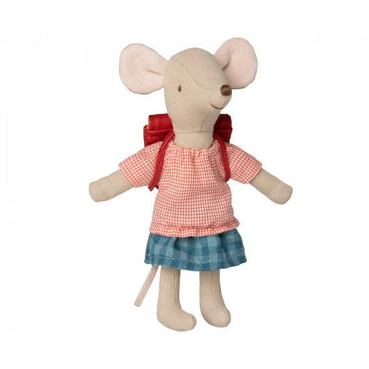 Maileg Tricycle Mouse, Big Sister with Rucksack - Red