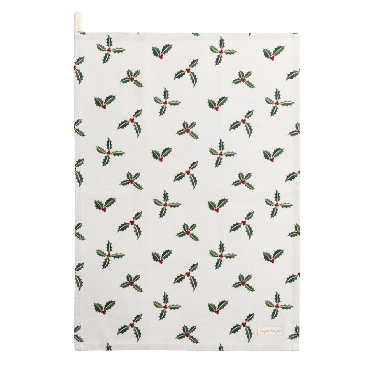 Sophie Allport Tea Towel Set of 2, Christmas Holly & Berry