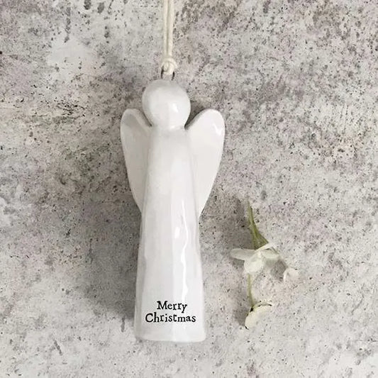 Porcelain Hanging Angel Christmas Decoration,  Merry Christmas