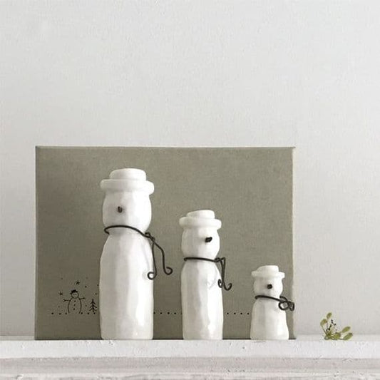 Christmas Set of Three Little Porcelain Snowmen