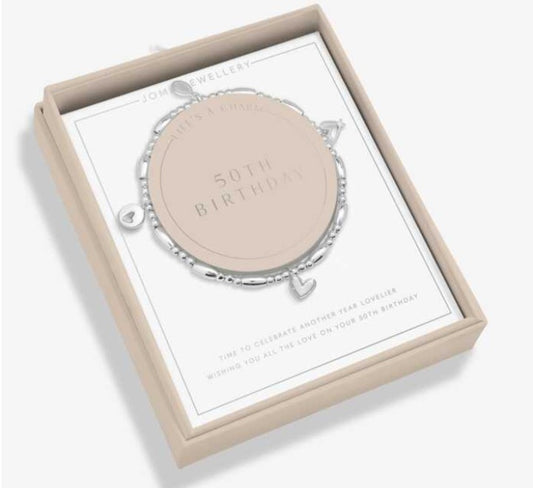 Joma Life's A Charm 50th Birthday Bracelet, Silver-plated, Boxed