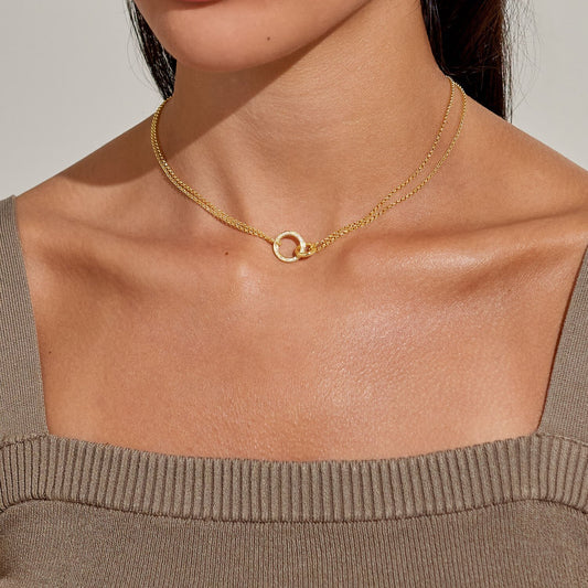 Joma Evermore Linked Circles Necklace, Gold-Plated