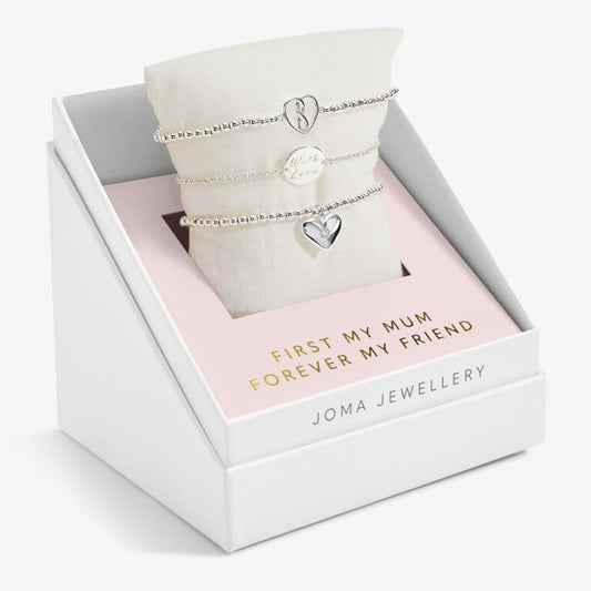 Joma Celebrate You Gift Box First Mum Forever My Friend Set of 3 Bracelets, Silver-Plated