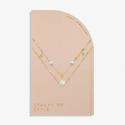 Joma Stacks Of Style White Pearl Necklaces, Gold-Plated