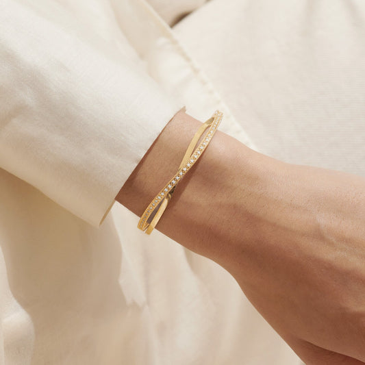 Joma Crossover Bangle, Gold-Plated & Pavé Detail