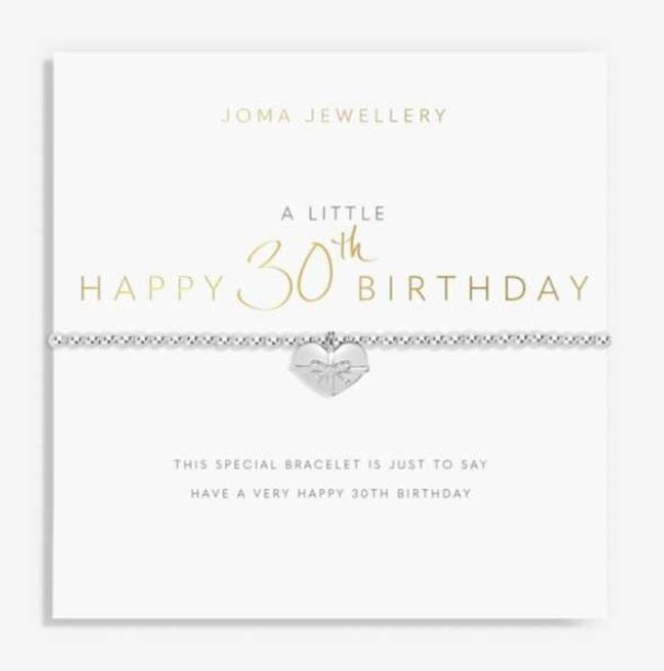 Joma A Little Happy 30th Birthday Bracelet, Silver-plated