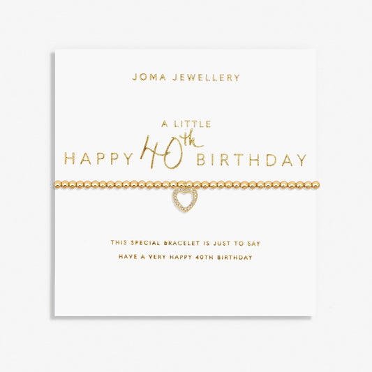 Joma A Little Happy 40th Birthday Bracelet, Gold-Plated