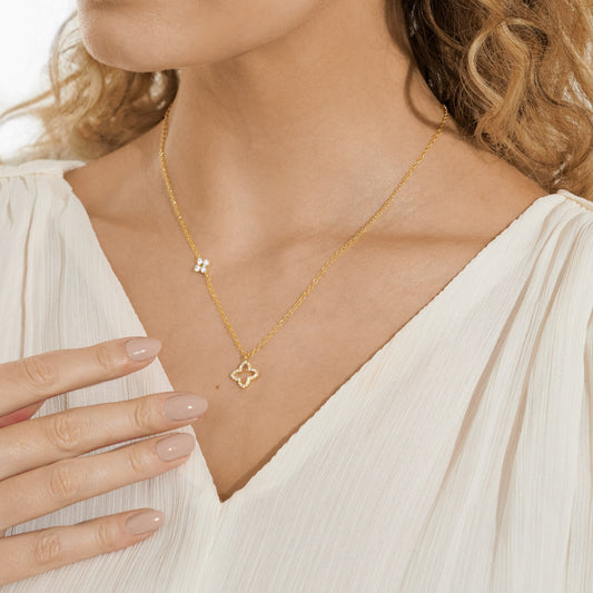 Joma Style Stories Pavé Clover Necklace, Gold-Plated
