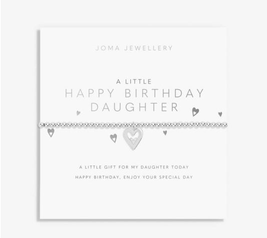 Woman A Little Happy Birthday Daughter Bracelet, Silver-Plated