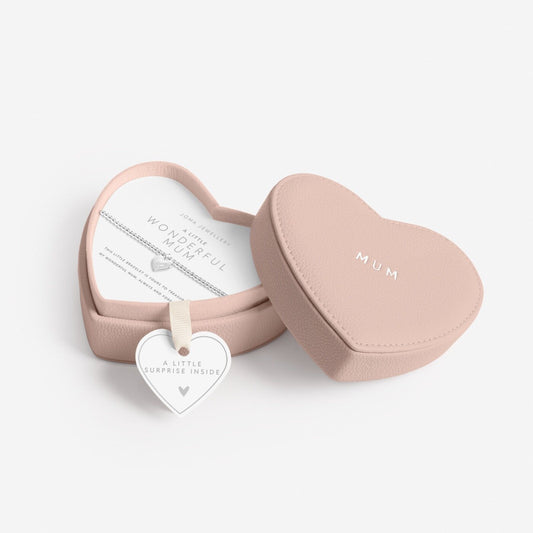 Joma A Little Heart Jewellery Box with Wonderful Mum Bracelet, Silver-Plated