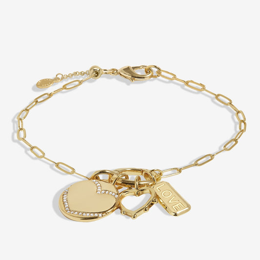 Joma Little Links Oval Clasp Love Charms Bracelet in Gold-Plating