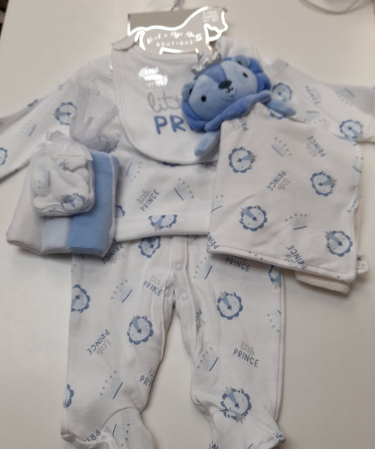 Babywear 'Little Prince' 8 Piece Set, White / Blue