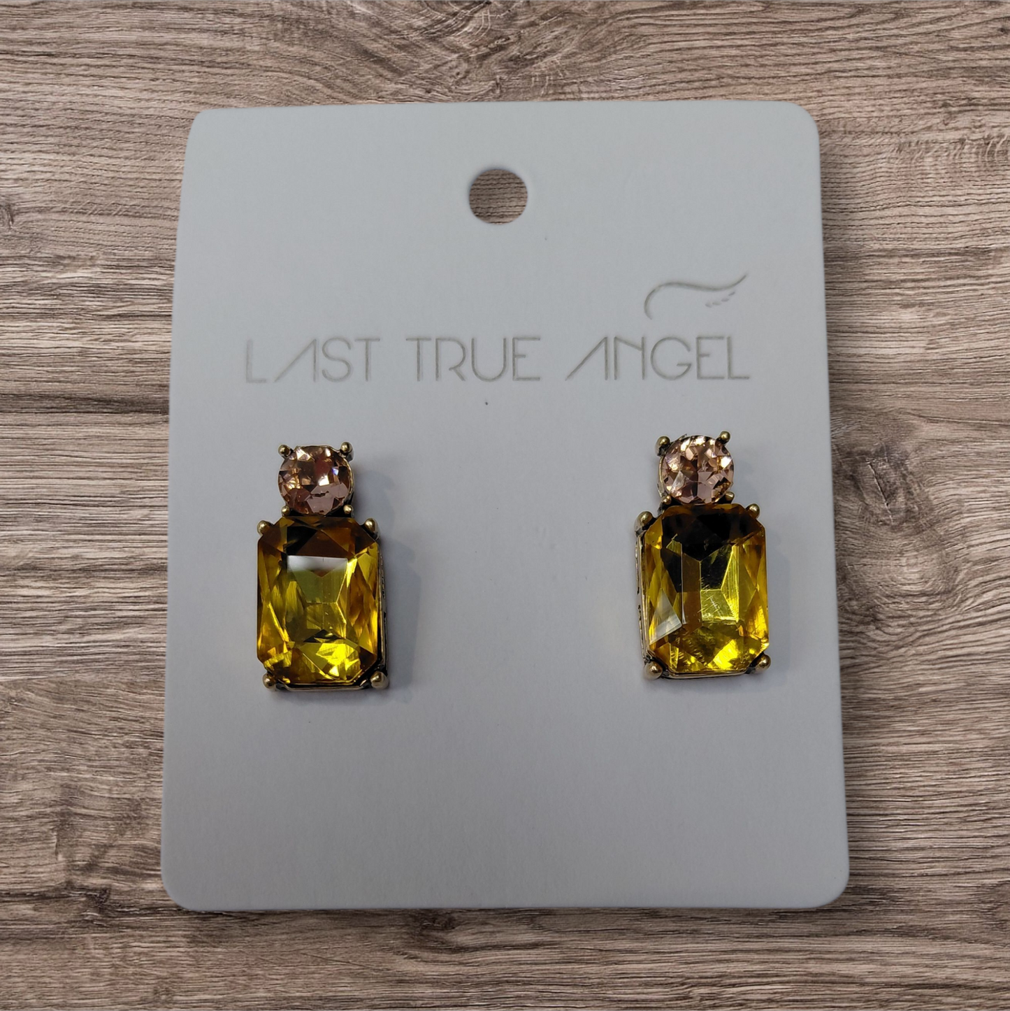 Last True Angel Gem Earrings, Amber & Pink, Burgundy Bronze & Clear, White & Pink