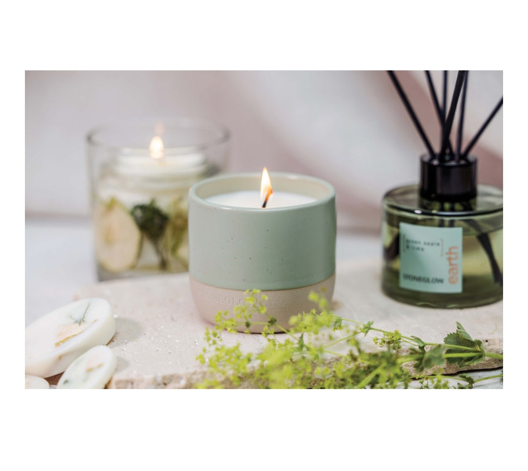 Stoneglow Elements Earth - Green Apple & Lime Soy Wax Candle Ceramic